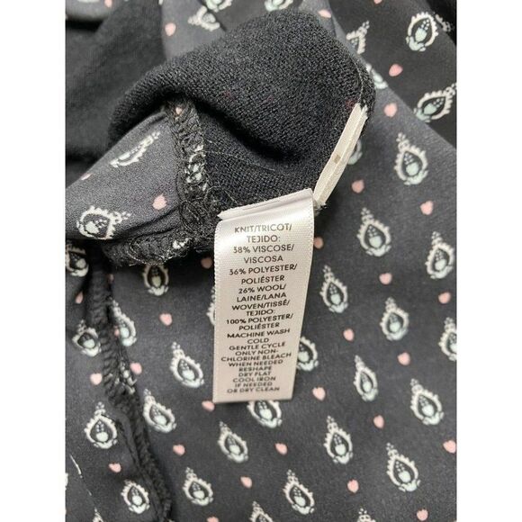 LOFT‎ Black Mixed Media Wool Blend Chiffon Shirt Small - Picture 8 of 8